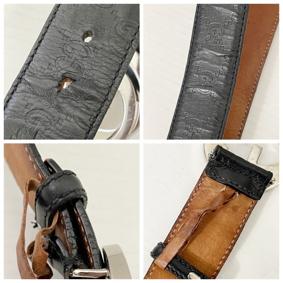 Gucci silver GG buckle black monogram leather belt size 36 - Picture 7 of 13